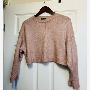 Topshop Cropped, Crewneck Sweater Dusty Pink US 2